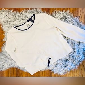 Forever 21 White Keyhole Blouse: size Small